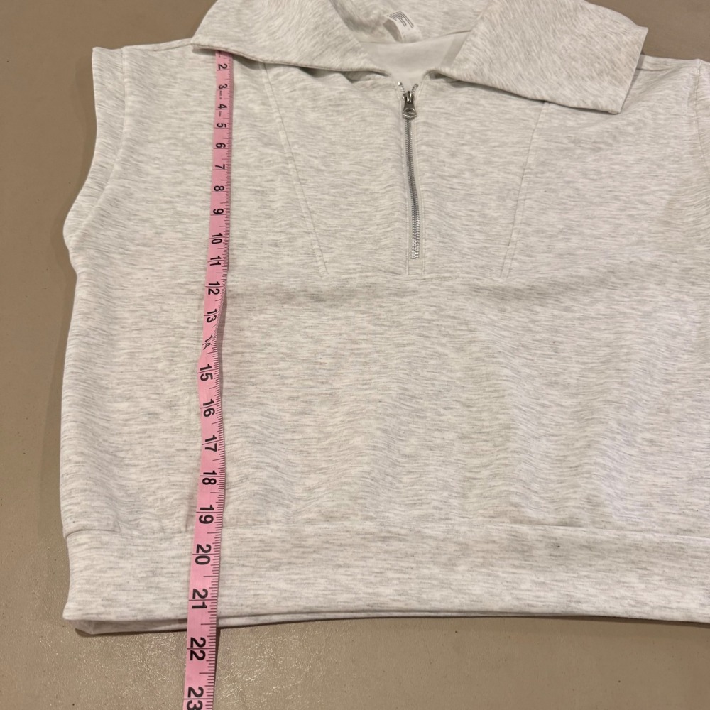Yogalicious Scuba Half Zip Sleeveless Sweatshirt Grey Athleisure Comfort Modern - Picture 6 of 6